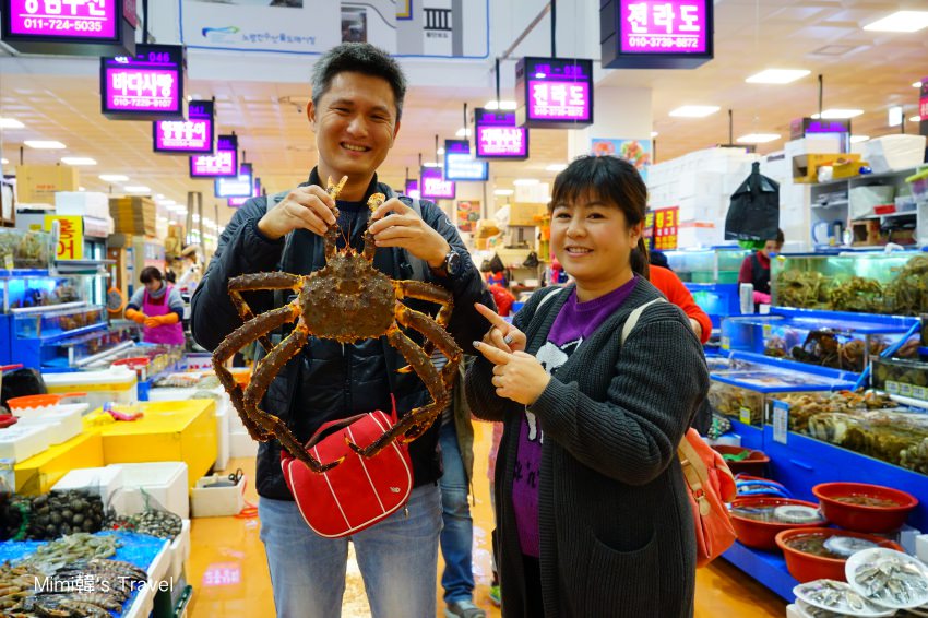 【韓國首爾】鷺梁津水產市場：生猛海鮮帝王蟹，現撈現吃超過癮，比台灣便宜好多啊！