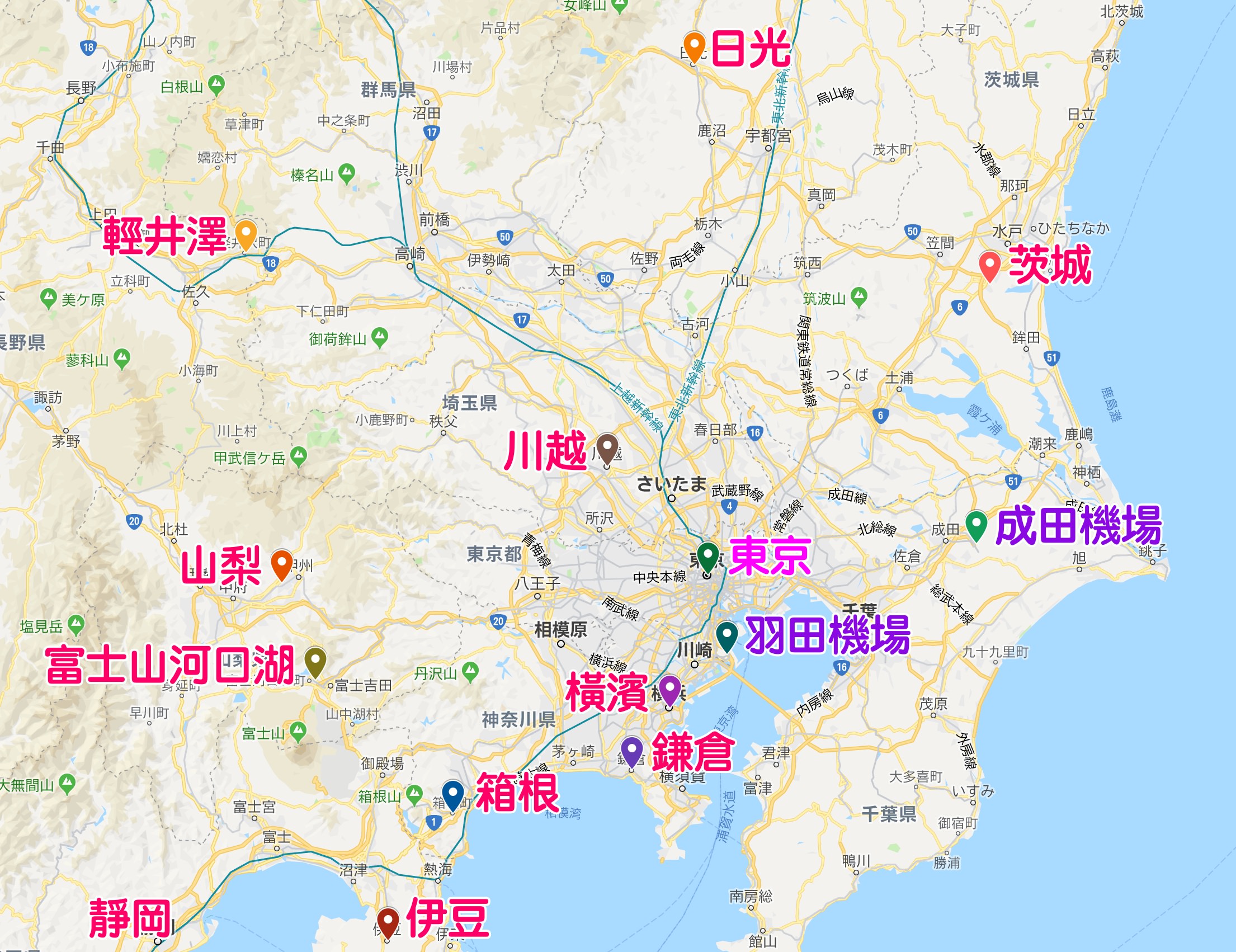 東京郊區景點地圖